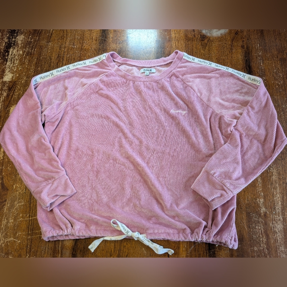 Hurley Cropped Corduroy Pink Long Sleeve Shirt Women's Medium Pullover Used
